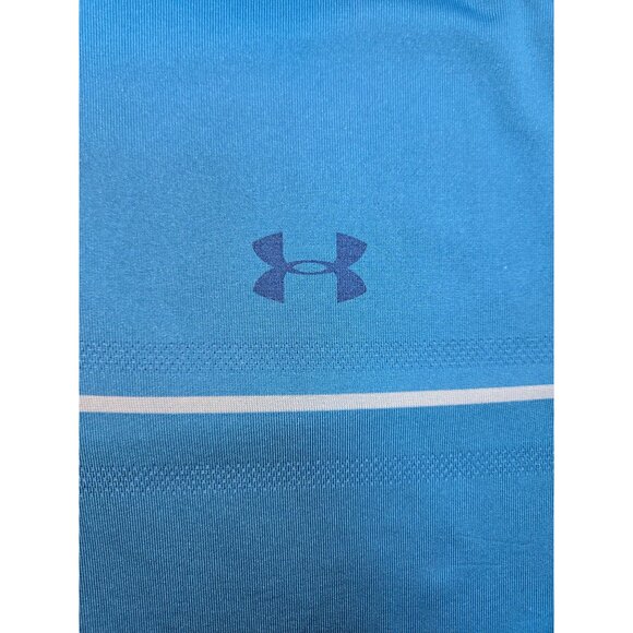 Under Armour Mens Heatgear Polo XL Loose Fit Blue Stripe Design - Picture 8 of 9